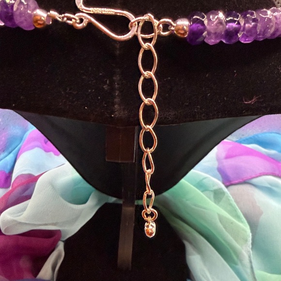 Jay King Amethyst, Turquoise, Red. Coral, & Sterling Silver Cross Necklace. - Picture 3 of 8